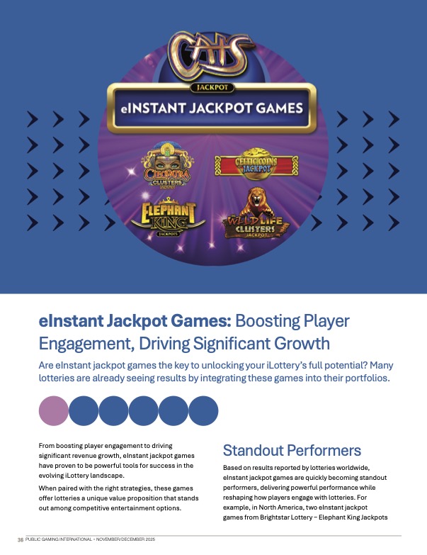 Public Gaming International Magazine article: eInstant Jackpot Games: Boosting Player Engagement, Driving Significant Growth