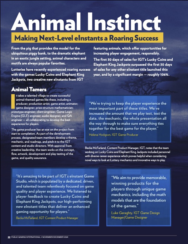 Article: IGT Animal Instinct