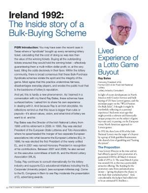 Public Gaming International Magazine interview or guest article: Ireland 1992: The Inside story of a Bulk-Buying Scheme